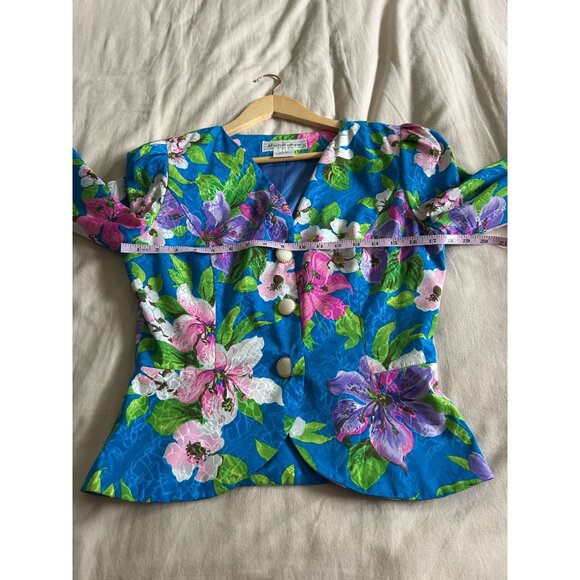 Vintage 80's Floral Button-Up Blazer Top Barbie - Picture 4 of 9